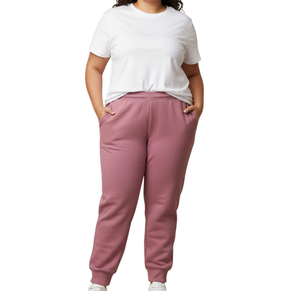 NWT All in Motion Women XXL Dark Pink Fleece Jogger Drawstring Waist Cotton Pant